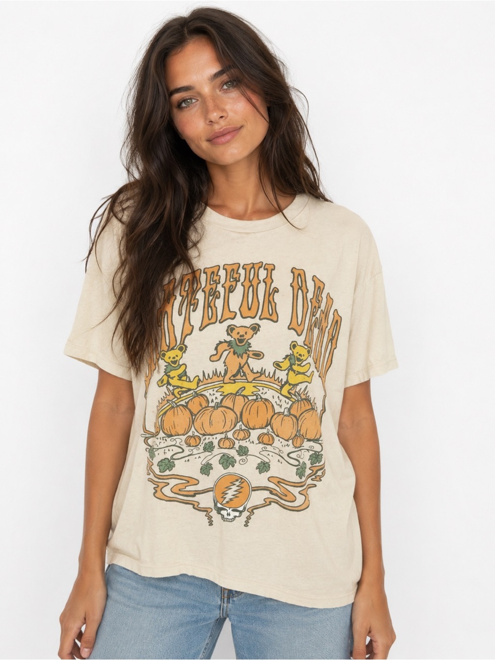 American Eagle Grateful Dead Pumpkin Patch Bears Graphic Band Tee XS Oversized